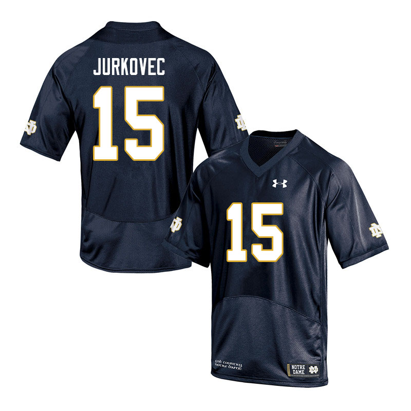 Men's NCAA Notre Dame Fighting Irish #15 Phil Jurkovec Stitched College Under Armour Authentic Navy Football Jersey SZ10P62CR